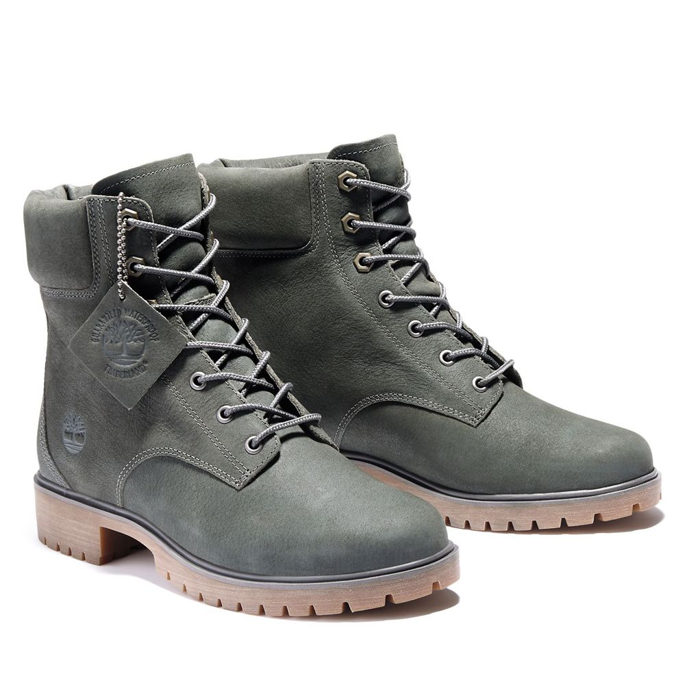 Bototos Timberland Mujer 6-Inch Jayne Waterproof Cuero Gris Oscuro - Chile JKL-142650